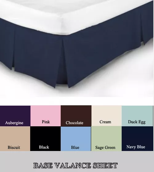 Luxury Plain Dyed Pleated Poly Cotton Platform Base Valance Sheets All Sizes