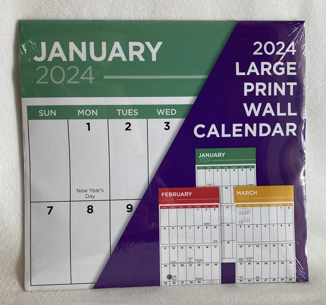 2024 LARGE PRINT Big Grid Blocks Moms Family Planner Organizer Wall