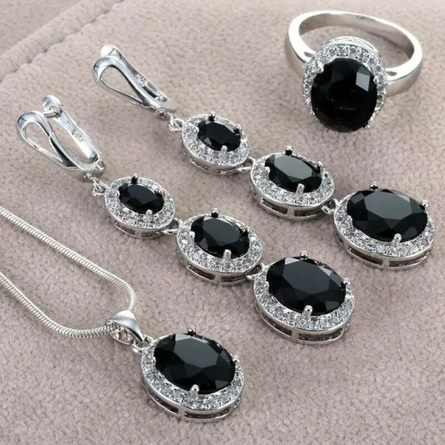 Fashion 925 Silver Cubic Zirconia Necklace Earrings Rings Women jewelry set