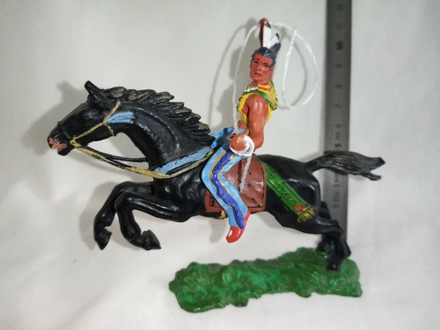 Figurine Elastolin – Cavalier Indien à Cheval, Combat, 1/32 (60mm), état D'origine