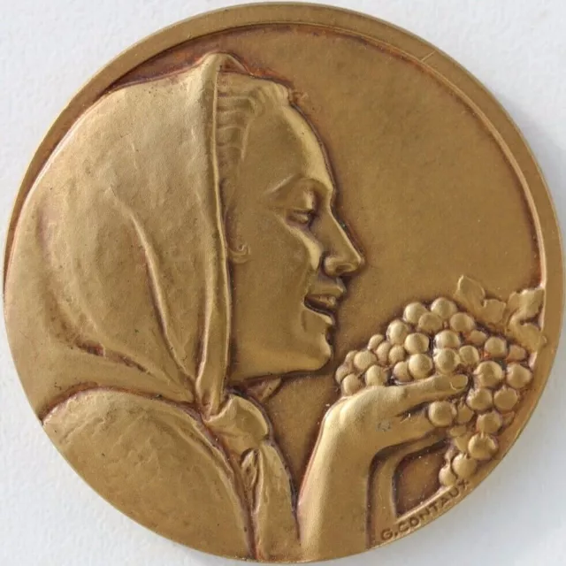 MEDAILLE EN BRONZE - SIGNÉE G. CONTAUX - REMY-PANNIER - 1985 - D. 4,7 cm - 61 g