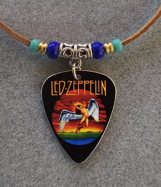 Handmade Led Zeppelin Aluminum Guitar Pick Necklace