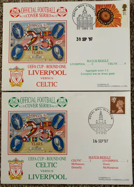 Liverpool V Celtic Uefa Cup 1997 Both Legs First Day Covers