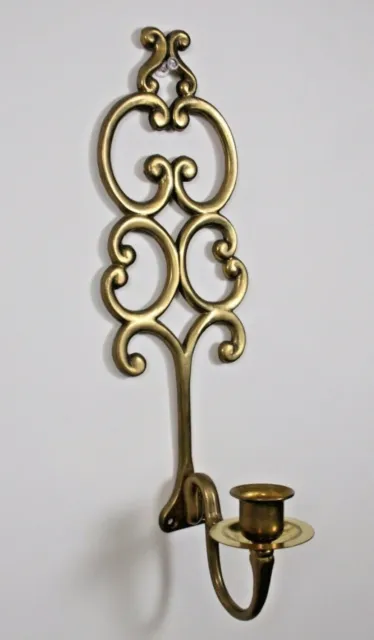 Cast Brass Wall Sconce Vtg 12" Candle Holder Wall Candelabra Antique Style