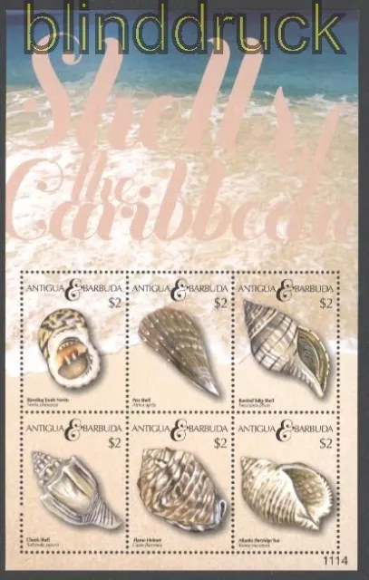 Antigua & Barbuda Mi # 4912/17 Muscheln postfrischer Kleinbogen (29807)