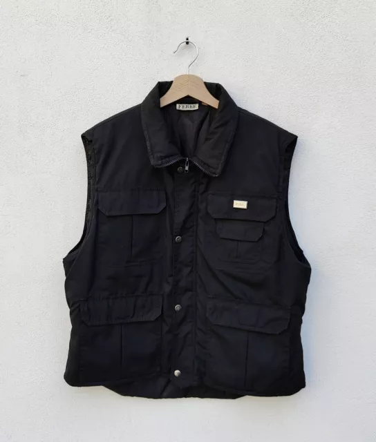 GIANFRANCO FERRE Uomo Gilet Giacca Giubbino Smanicato Giubbotto Piumino Nero