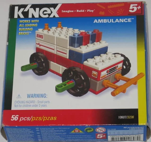 K'nex Ambulance Building Set 56 Knex Bricks Pieces New in box.