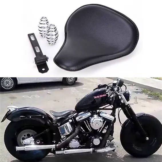 Black Motorcycle Spring Solo Seat For Harley Davidson Fatboy Bobber Softail Dyna