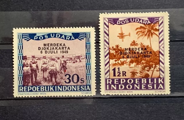 Indonesia 1949 Air Post Army Overprint 2 Value MNH 2FM412