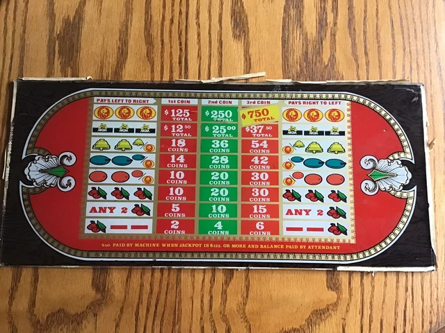 Vintage Bally Slot Machine Glass MGM Grand Casino Lion 1970’s? 70’s? Pay Table