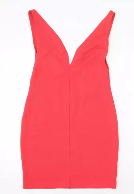 Oh My Love Womens Red Polyester Pencil Dress Size L V-Neck Pullover