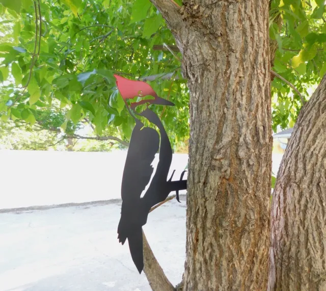 Red Headed  Woodpecker  Made of metal A Fun Backyard Tree  Decoration