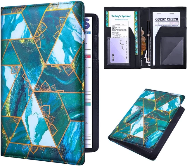SUPGEAR Server Book for Waitress, 9-Pocket PU Leather Server Booklet Organizer w