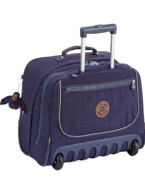 Kipling Clas Dallin Kids School Blue Tan Block Wheeled Backpack Trolley Luggage