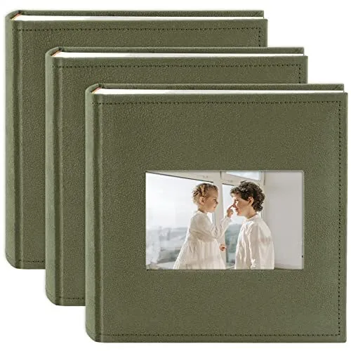 Paquete de 3 álbumes de fotos 200 imágenes horizontales 4x6 para verde gamuza navideña