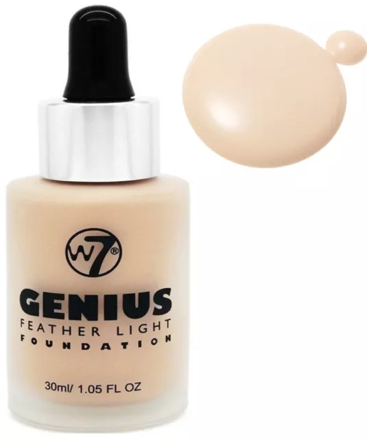 2 × W7 London Genius Feather Light Make Up Foundation 30ml - Buff