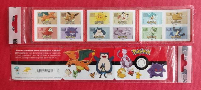 TIMBRE POKÉMON - Carnet 12 timbres autocollants permanent La Poste