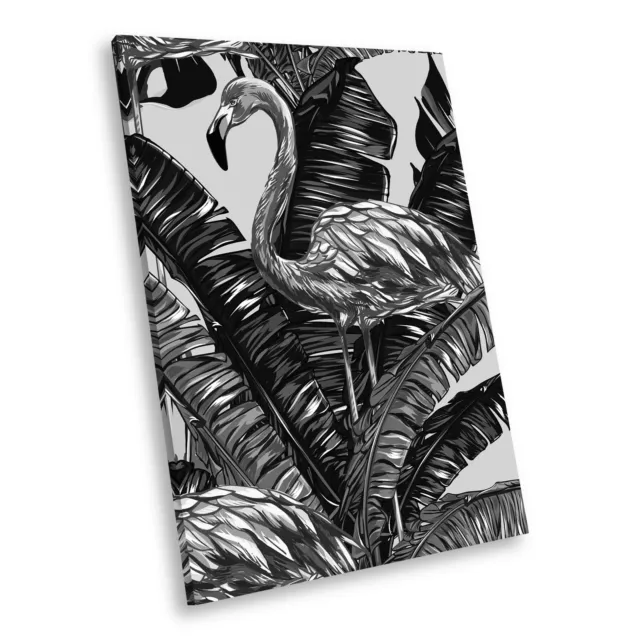 A687 Black White Animal Portrait Canvas Picture Print Wall Art Floral Flamingo