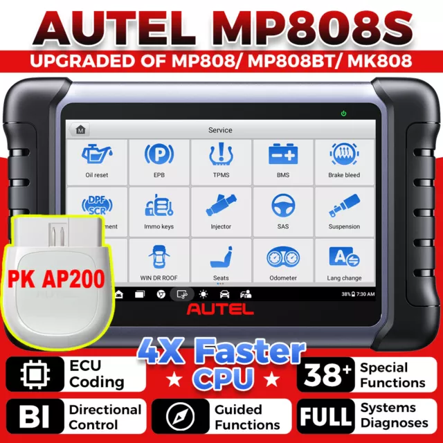 Autel MP808S AP200 Profi KFZ OBD2 Diagnosegerät Alle System ECU Key Coding TPMS
