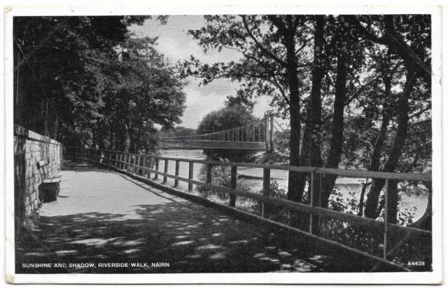 Sunshine and Shadow Riverside Walk Nairn postmark 1956 J B White Jubilee Bridge