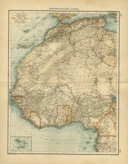 Antique Map-NORTH WEST AFRICA-CAPE VERDE-SAHARA-Andree-1904