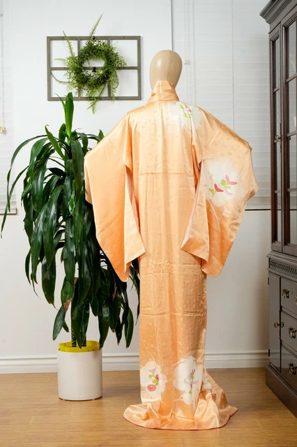 Dear Vanilla Japanese Silk Kimono Women's Robe Gown Authentic Japan Vintage Mint 10