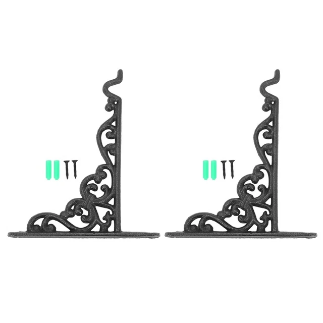 2X Cast Staffa Di Gancio Da Parete con Cesto Porta Fiori nel Battuto L7L5