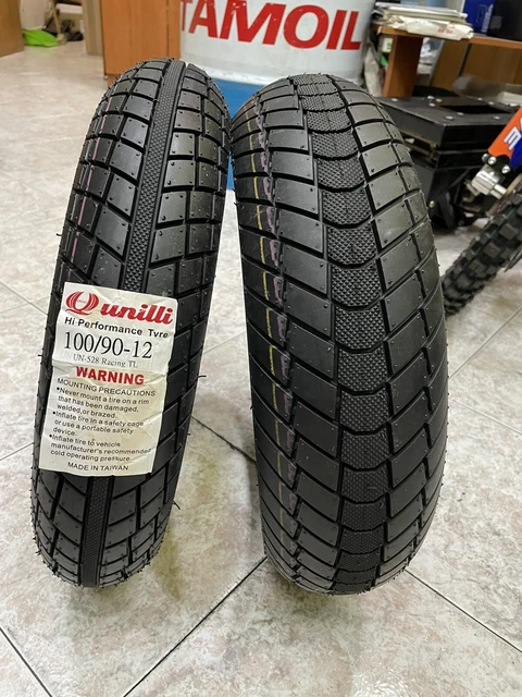 Coppia Gomme Pit Bike Motard Unilli TH 558 A 100/90-12 120/80-12 Rain
