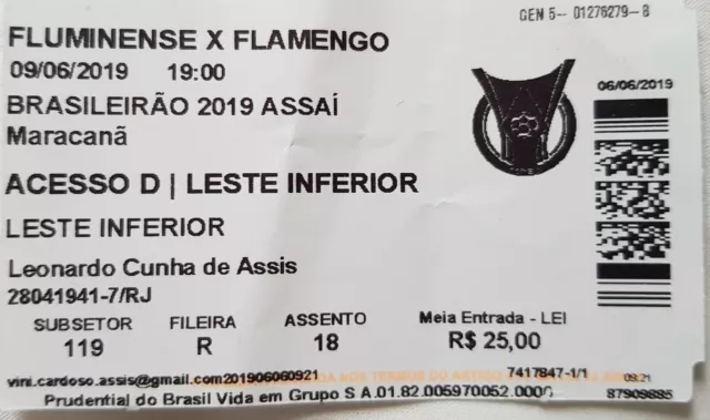 Sammler Ticket Fluminense FC - CR Flamengo 0:0, Stadion Maracana Rio de Janeiro