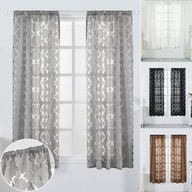 Morocco Tulle Door Window Curtains Drape Panel Sheer Valances Sheer Voile Room 2