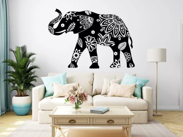 Elephant Sticker Wall Animals Home Decal Bedroom Mandala Graphic Decor Vinyl Art