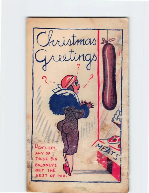 Postcard Christmas Greeting Card with Quote and Lady Baloney Comic Art Print