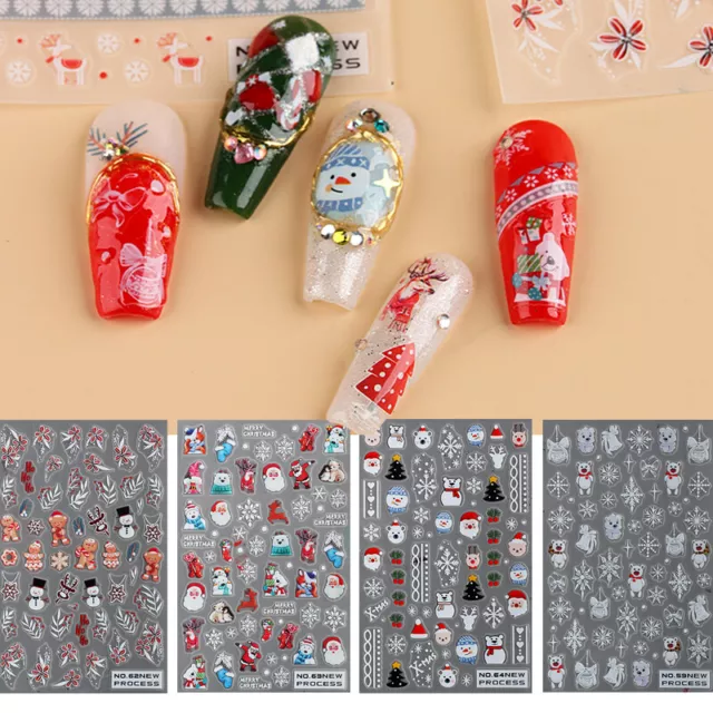 Nail Art Stickers 3D Nails Stickers Nail Foil Diy Christmas Design Nail R