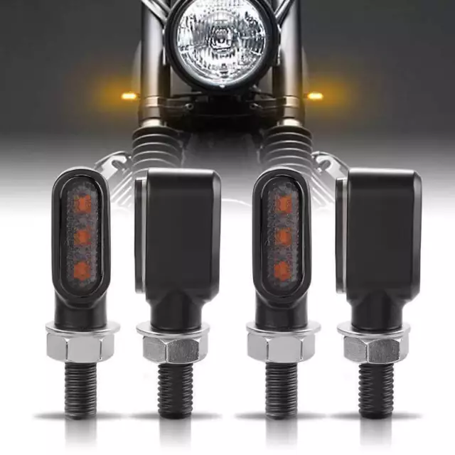 4x Mini Motorcycle LED Turn Signal Light Amber Indicators Blinker Universal Lamp 3