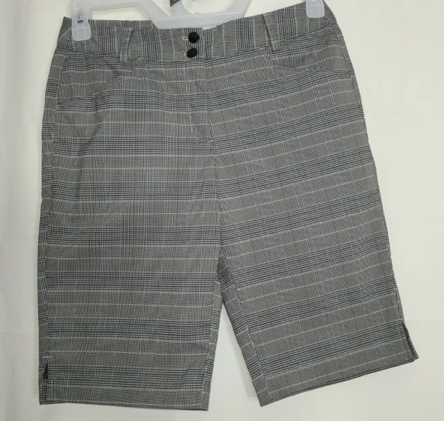 Callaway Women's Bermuda Golf Shorts Plaid Gray - Size 4