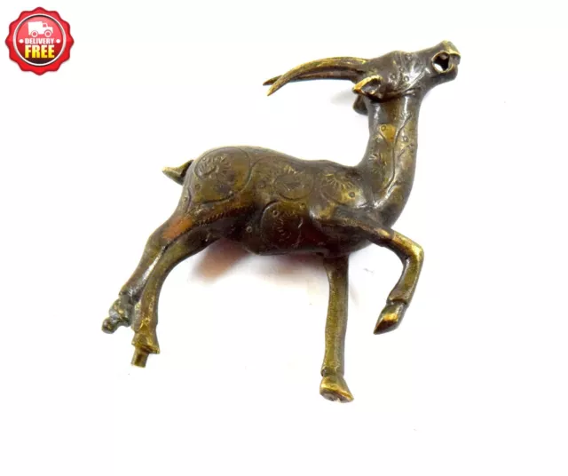 Indian Vintage decorative beautiful hand crafted brass Deer figure. G7-664