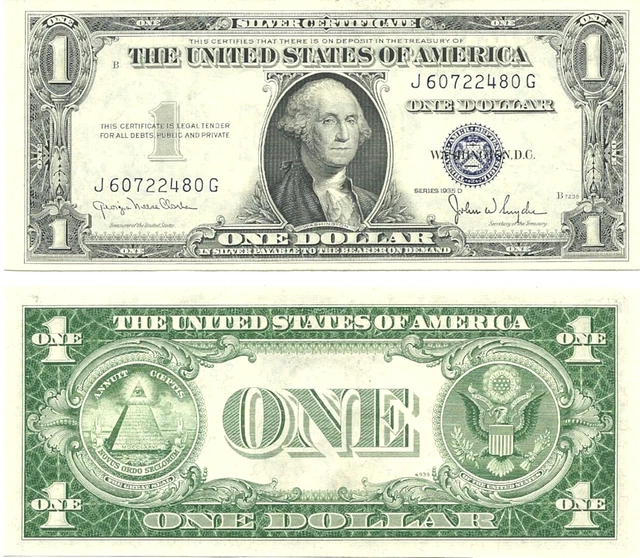 1935-D $1 Silver Certificate ** Wide ** Gem Crisp New ** Multiples Available