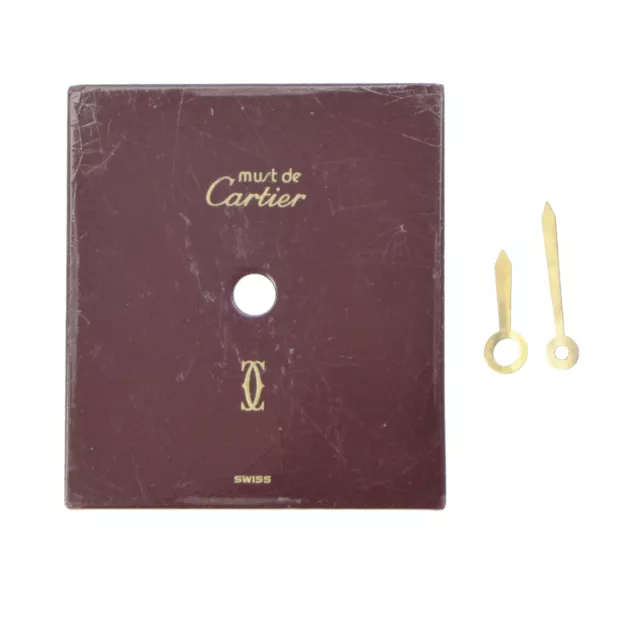 Cadran avec aiguilles CARTIER original rectangle bordeaux 15x17 mm pour Tank