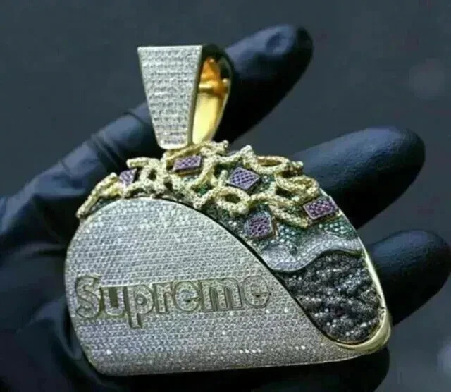 Rizilia Croce Pendente con 18 Catena & Trapezoid Cut CZ [Simulata Acquamarina] in Placcato Oro Giallo, Semplice Ed Elegante Moderno