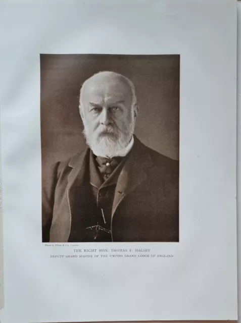 1886 Masoneria Estampado Thomas F. Halsey Deputy Grand Maestro Unido Lodge