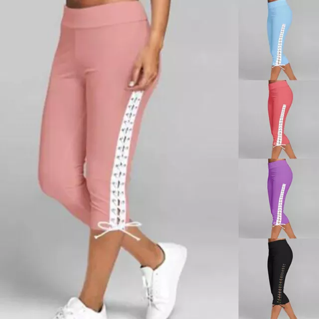 Dehnbare Leggings-Hose Für Damen In Übergröße Verkürzte Workout-Yoga-Hose ①