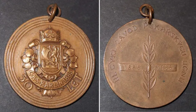 Medaille 50 J. Bäcker-Ausbildung Karlin 1885-1935 Závod Pekařských Učnu Czechia
