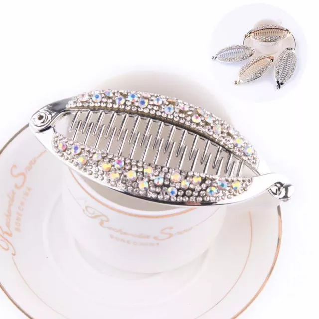 Rhinestone Women's Barrette Hair Clip Banana Accessories Crystal Hairpin