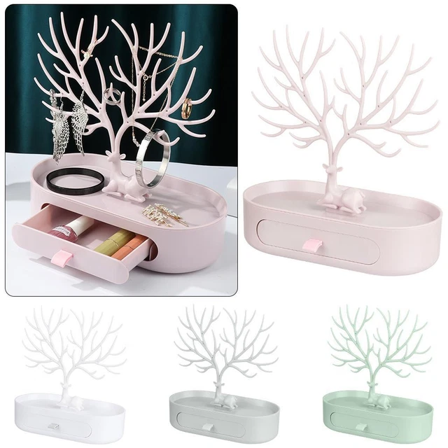 Caja de exhibición con soporte para joyas cajón de almacenamiento de árboles astas estante para joyería