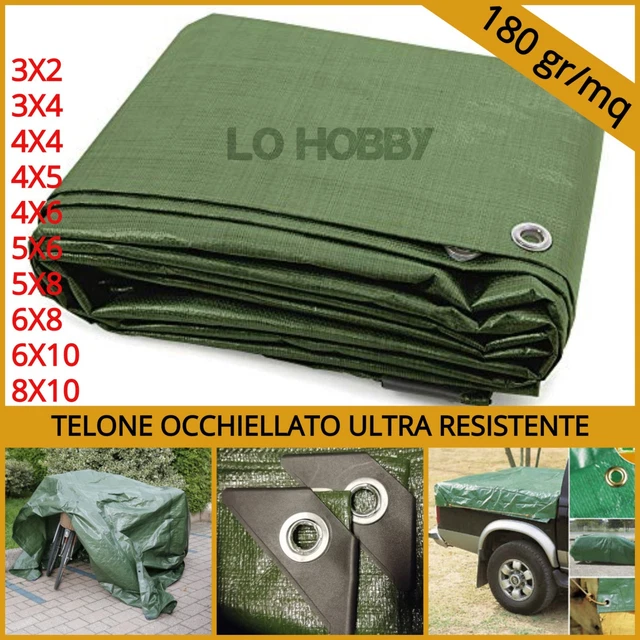 TELO TELONE COPRITUTTO IMPERMEABILE LAVABILE verde OCCHIELLATO con occhielli