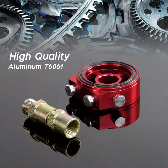 Fit For Car Sport JDM Aluminum Oil/Gauge Filter Sandwich Adapter Plate Kit Red