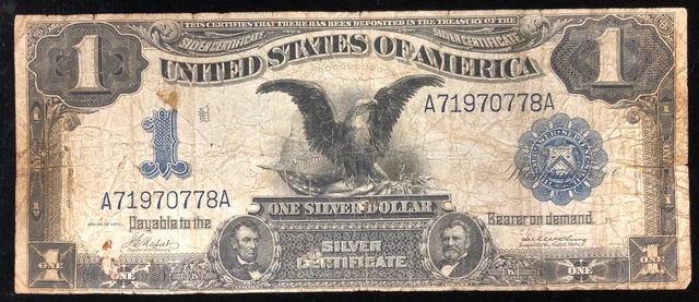 1899 U.S. $1 One Dollar Silver Certificate Black Eagle Horse Blanket Large Note