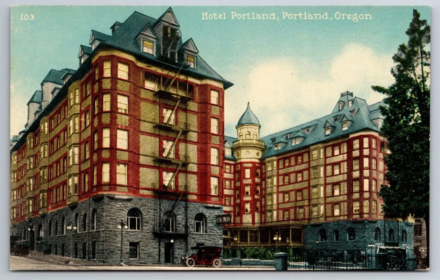 Vintage Postcard OR Portland Hotel Portland Old Car Divided Back ~8286