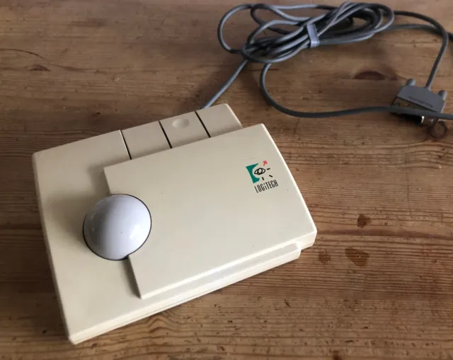 Klassiker: Logitech T-CA1, der erste TrackMan Mouse, 1989 Trackball Maus DOS PC