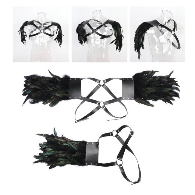 Armatura Da Spalla Medievale In Pelle PU Con Imbracatura Di Piume Per Costume Di